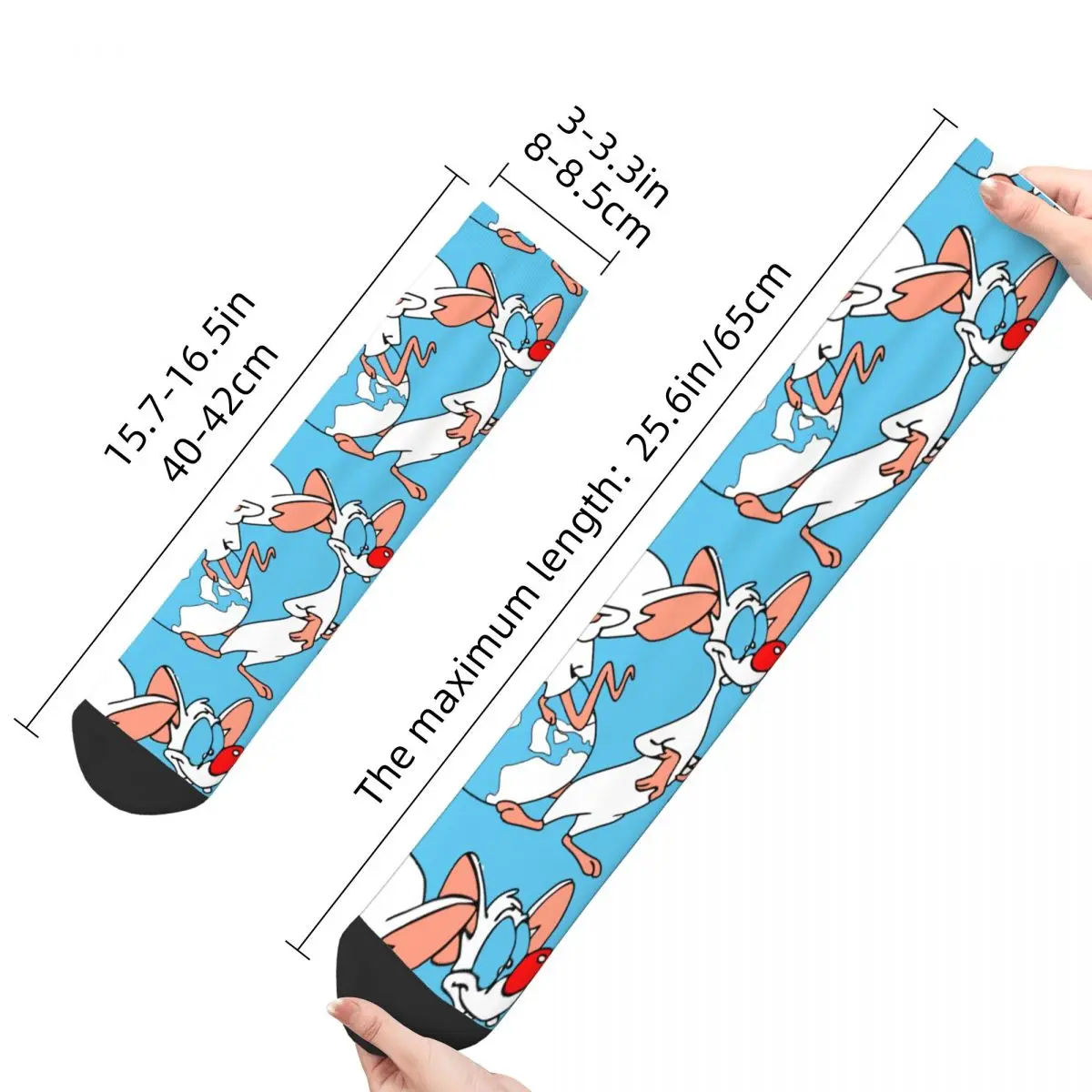 Funny Happy Men\'s Compression Socks On Earth Vintage Harajuku Pinky and the Brain TV Hip Hop Novelty Seamless Crew Crazy Sock