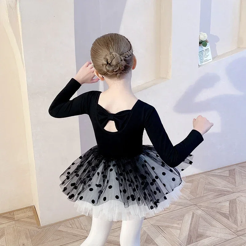 

Black Long Sleeve Ballet Dance Costume Girls Kids Gymnastics Leotards Dance Wear Bodysuit for Dancing Classic Ballet Dress