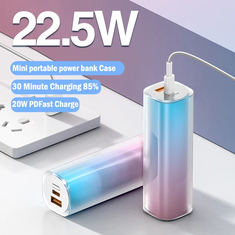 Portable Power Bank Case DIY 10000mAh TypeC Mini Mobile Phone 21700  Batteries Charger QC 22.5W Fast Charging For Xiaomi Samsung