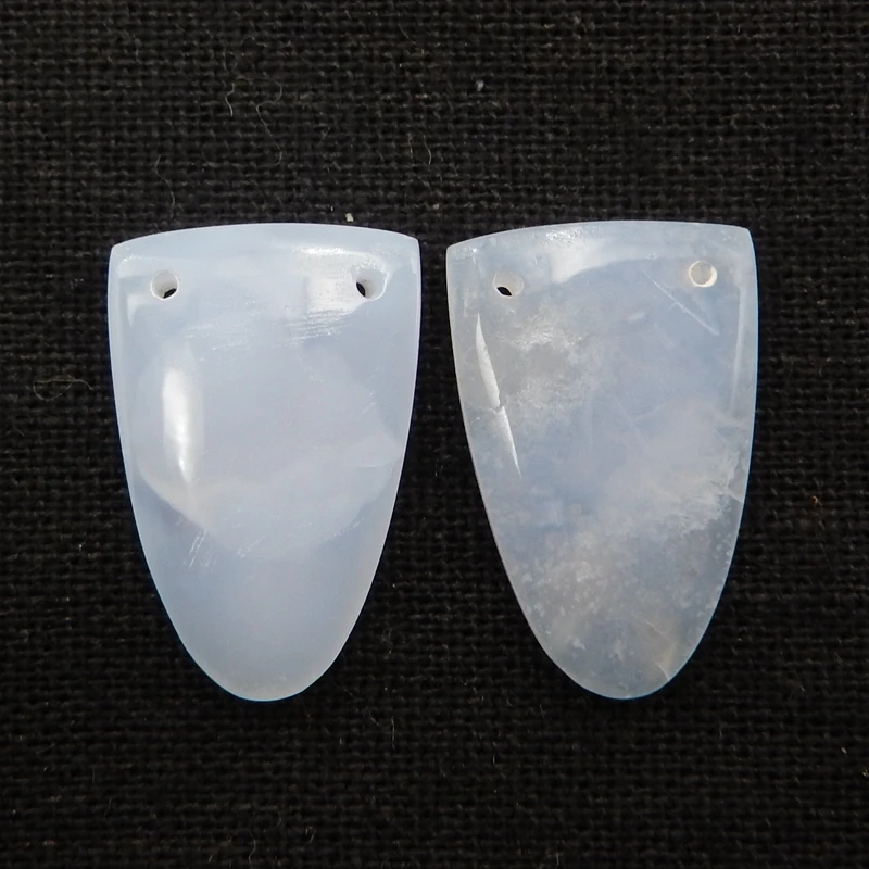 Hot Sale Blue Lace Agate Double hole Earrings Bead, stone for earrings making 23x15x4mm5.4g