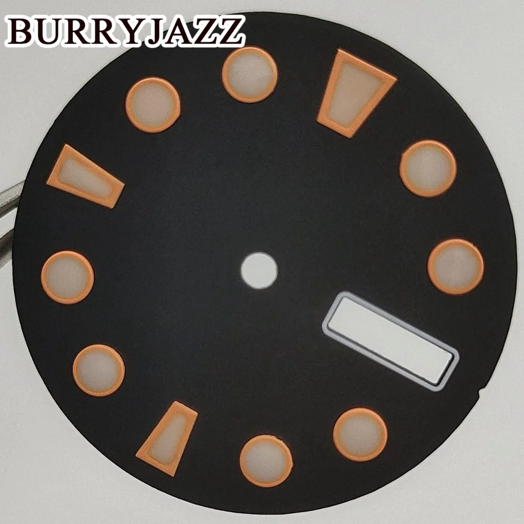 BURRYJAZZ 29 мм без логотипа NH36, циферблаты для часов, черный, синий циферблат, зеленый, светящийся, подходит для часов 3,8, 4,2, корона