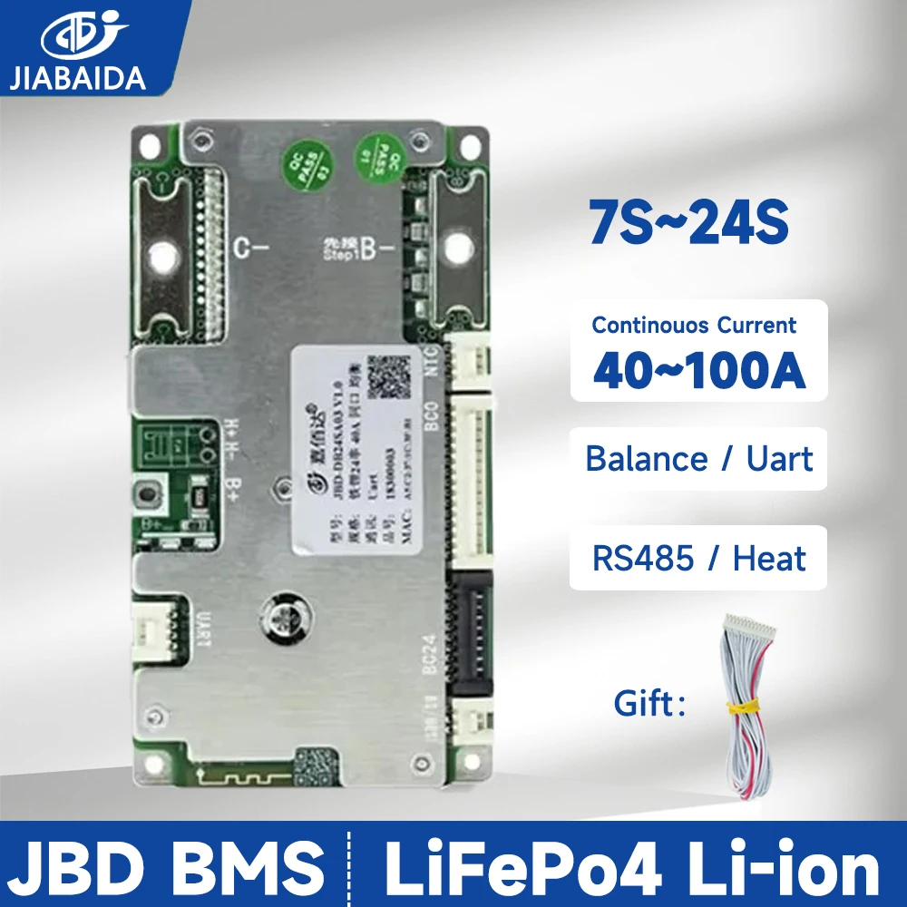 

JBD BMS DB24SA03 7S 8S 24V 10S 12S 13S 16S 48V 20S 21S 24S 40A 50A 100A LiFePo4 Li-ion Lithium JIABAIDA Smart BMS с BT UART