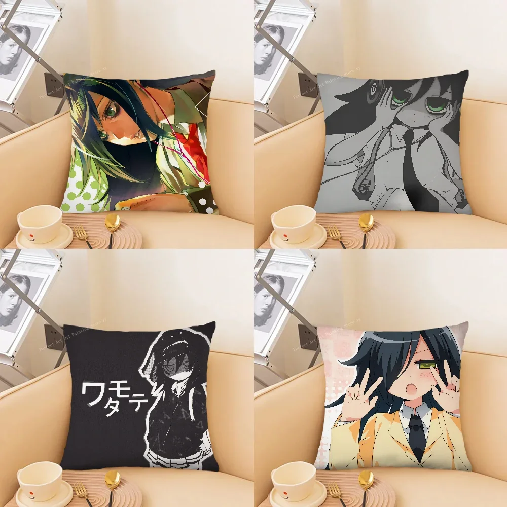 Anime Girl Tomoko Kuroki Pillow Case Fashion Square Pillowcase Bedroom Sofa Room Ins Decoration Leisure Cushion Cover 40x40