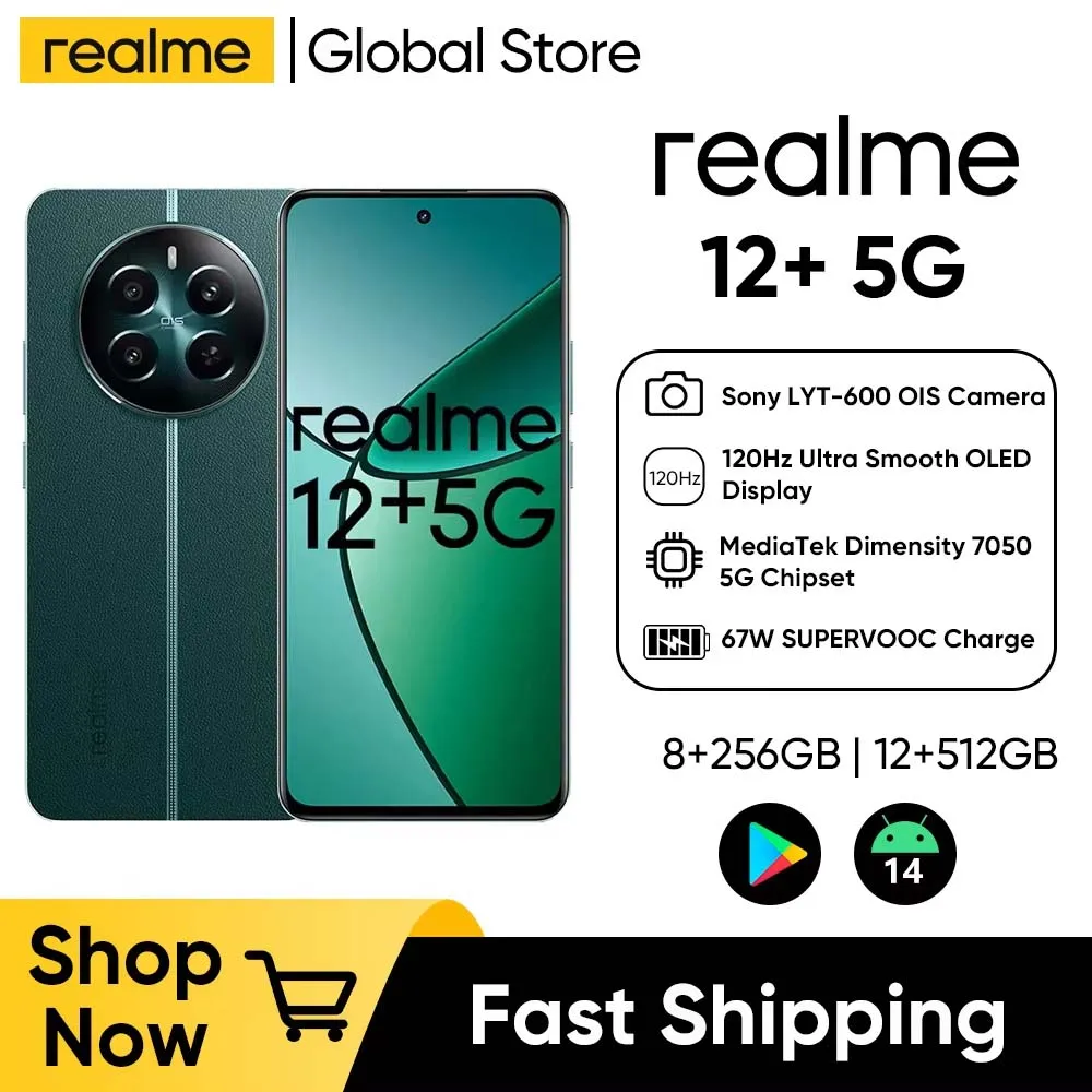 realme 12+ 5G Smartphone 50MP Sony LYT-600 OIS Portrait Camera MediaTek Dimensity 7050 5G 6.67