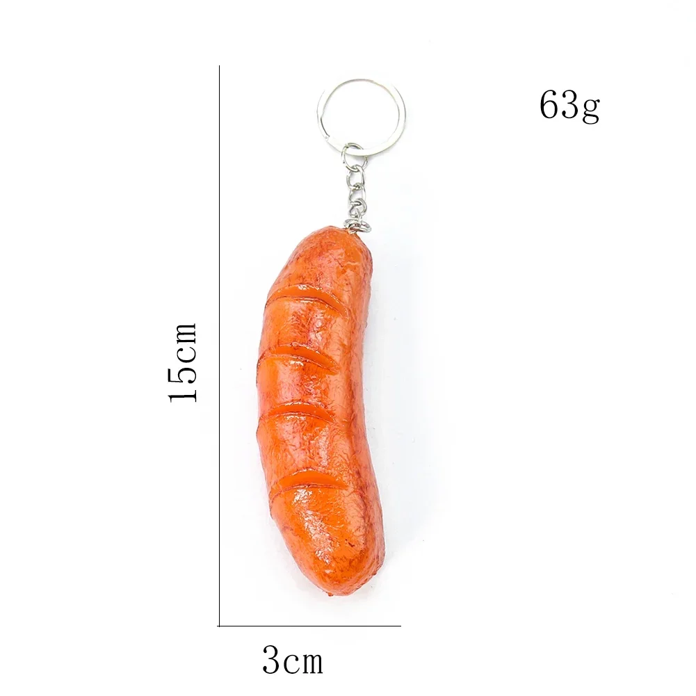 Simulation Sausage Hot Dog Small Model Key Chain Pvc Simulation Food Barbecue Ingredients Shooting Photo Decorative Props Charms