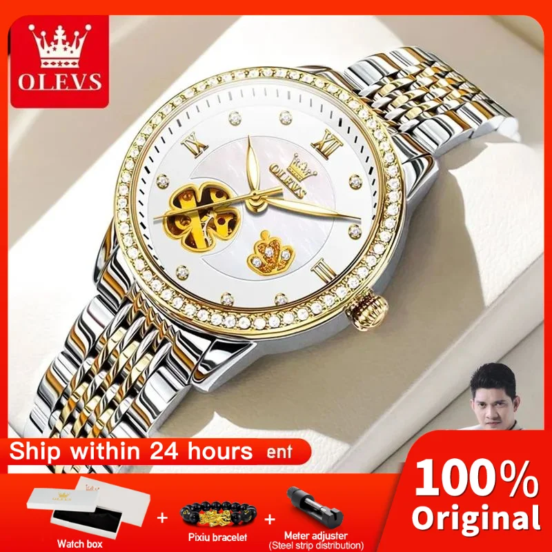 OLEVS 6706 Women Watch Elegant Fashion Flower Dial Automatic Mechanical Wristwatch Waterproof Luminous  Watches For Women Reloj