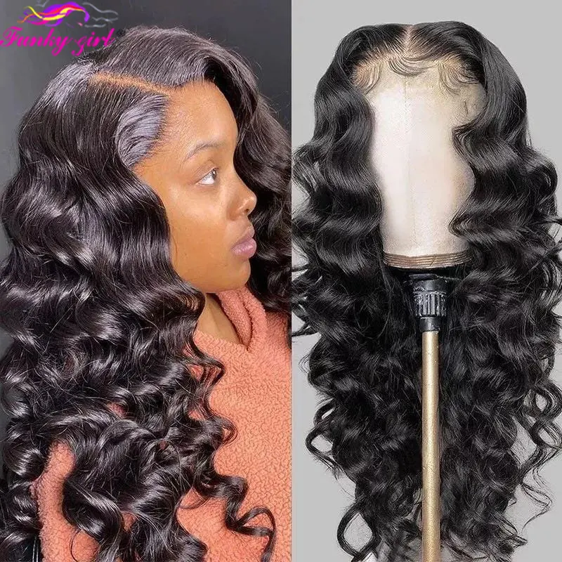 

Loose Wave Lace Front Human Hair Wig For Women Brazilian Loose Deep Wave Transparent Lace Frontal Wigs 180 Density Remy Hair Wig