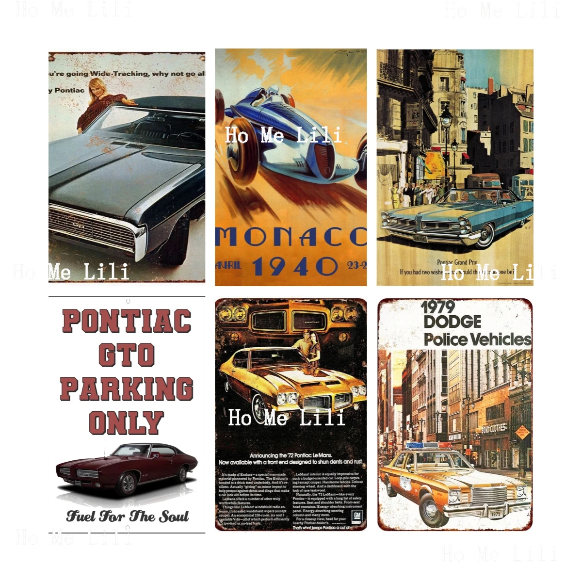 1968 Pontiac Grand Prix Vintage Look Monaco April 1940 Monte-Carlo Grand Prix Vintage Metal Logo