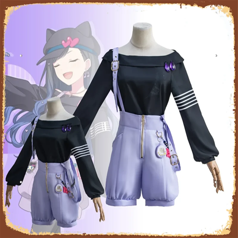 Shiraishi An Cosplay Suit Project SEKAI Colorful Stage Anime Cos Outfit Top Shorts Hat for women's Halloween Costumes Party