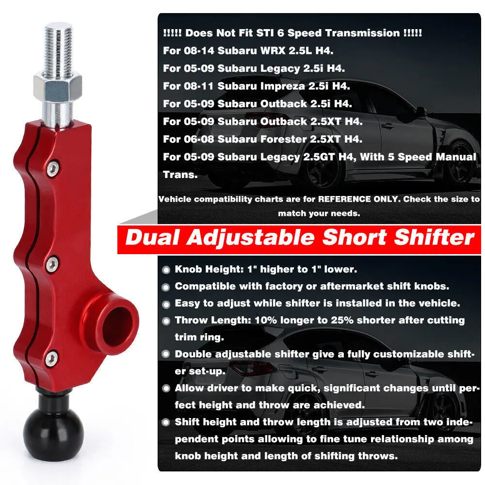 لسوبارو WRX 2008-2013 ليجاسي Outback امبريزا فورستر سيارة سريعة قابلة للتعديل قصيرة الارتفاع رمي شيفتر رافعة اكسسوارات السيارات #6