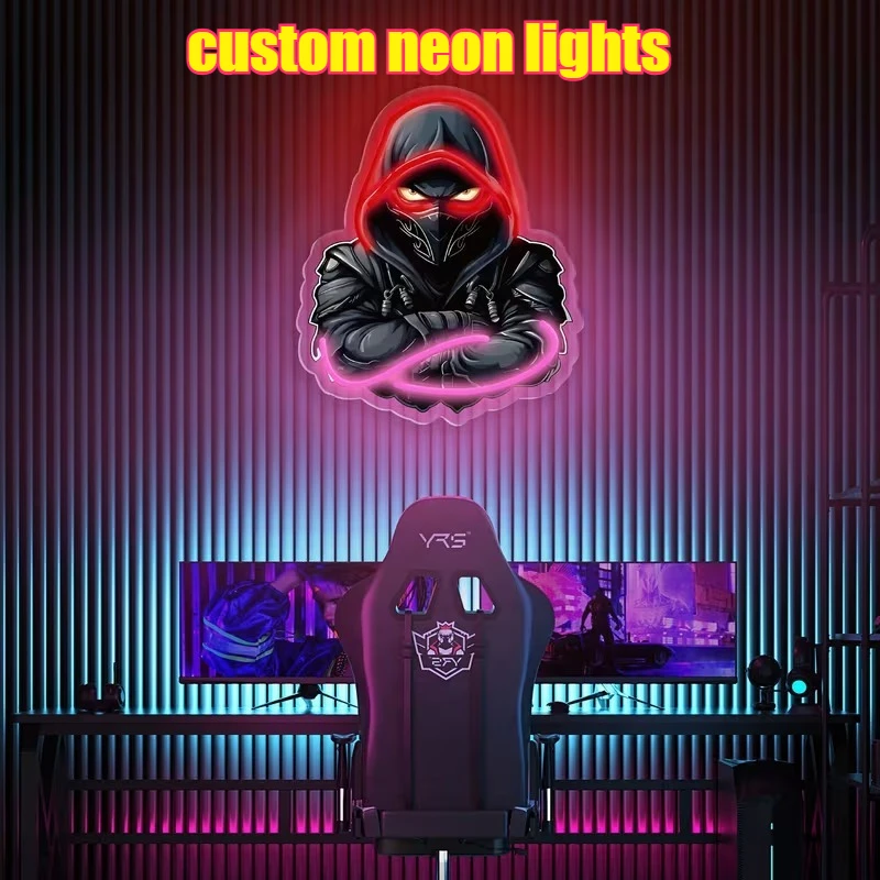 

Неоновый неоновый свет ниндзя на заказ, светодиодный светящийся подвесной светильник, украшение комнаты, ночник, настенный световой знак