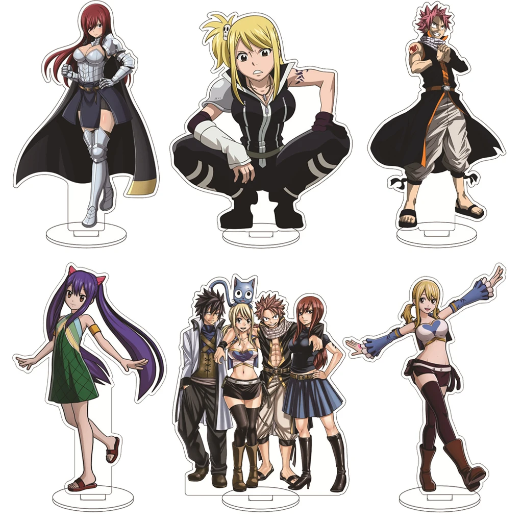 

16CM Anime FAIRY TAIL Lucy Heartfilia Natsu Dragneel Wendy Marvell Happy Cos Acrylic Figure Stand Chrismas Gifts Ornaments