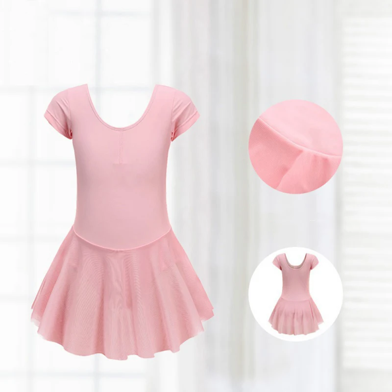 Girls Ballet Dress Gymnastics Leotard Long Sleeve Kids Child Pink Ballet Clothing Sleeveless Dance Wear With Chiffon Skirts