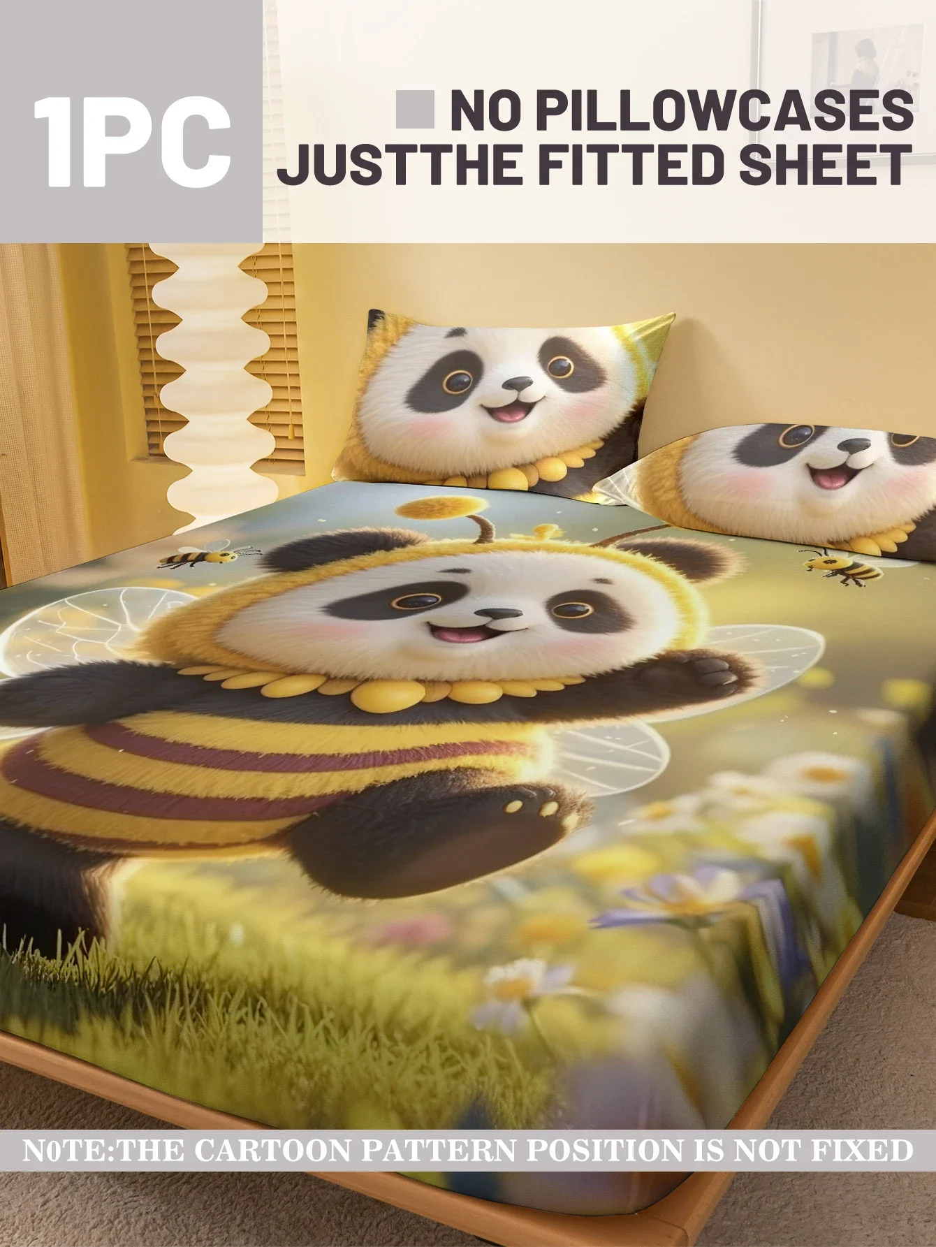 1 cartoon cute Animal Panda digital printed frosted Fitted Sheet,bedroom printed bed cover,bedding(No pillowcase)