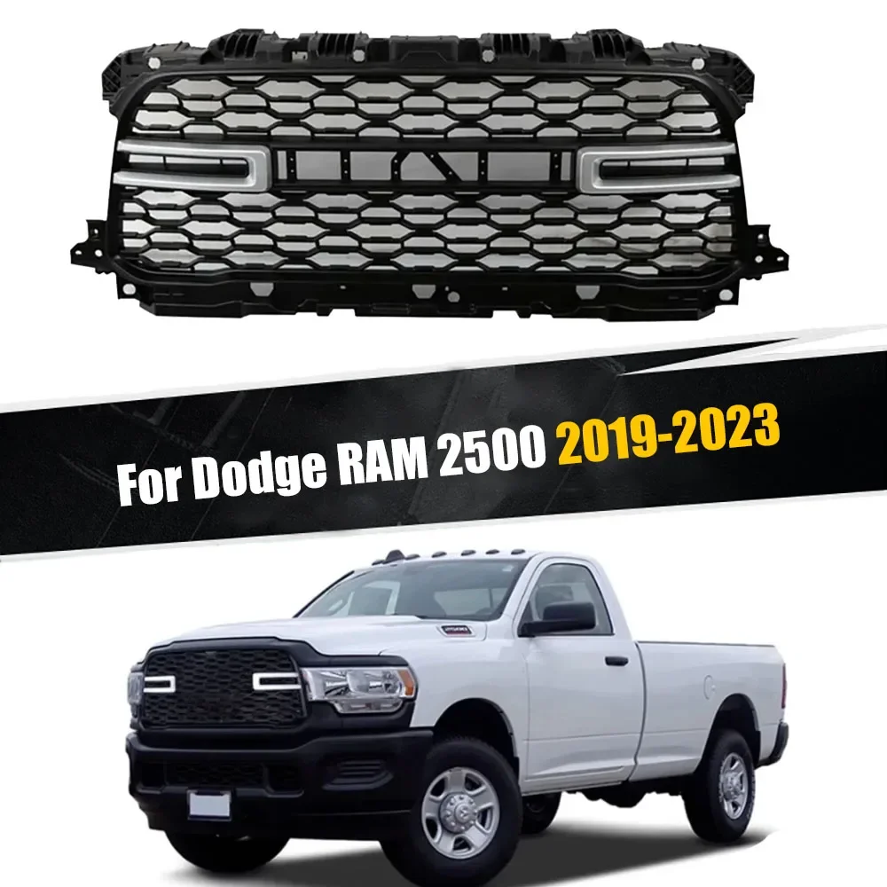 

For Dodge RAM 2500 2019-2023 Trim Mesh Cover Front Bumper Grill Mask Upper Racing Grills Radiator Grille