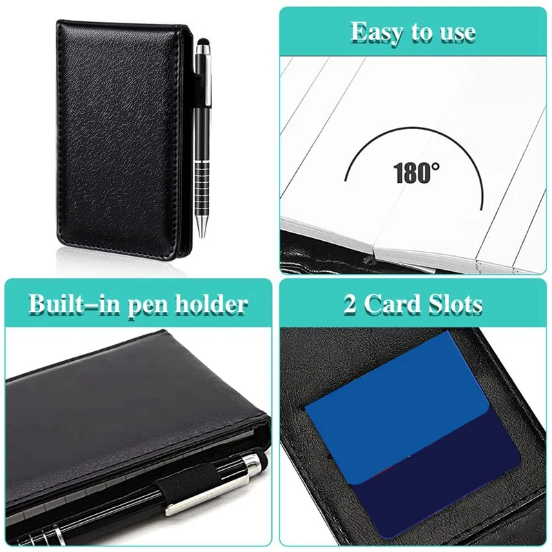 A7 Mini Notepad Set Pocket Notepad With Metal Pen Business PU Notebook Memo Notepad With Metal Pen And Memo Book Refills