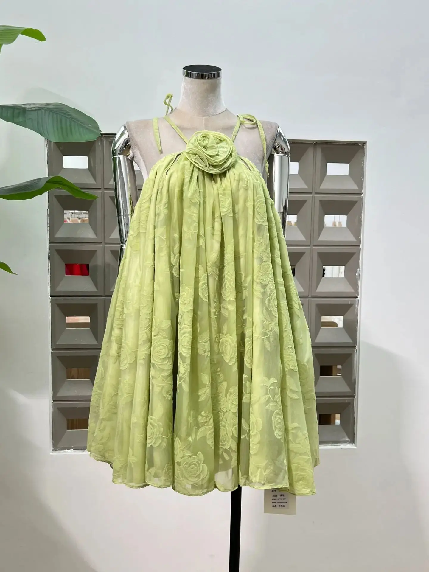 

Vintage Green Floral Embroidery Off-Shoulder Ruffled Women's Dresses Summer New Sexy Party Club Sleeveless Vacation Mini Dress