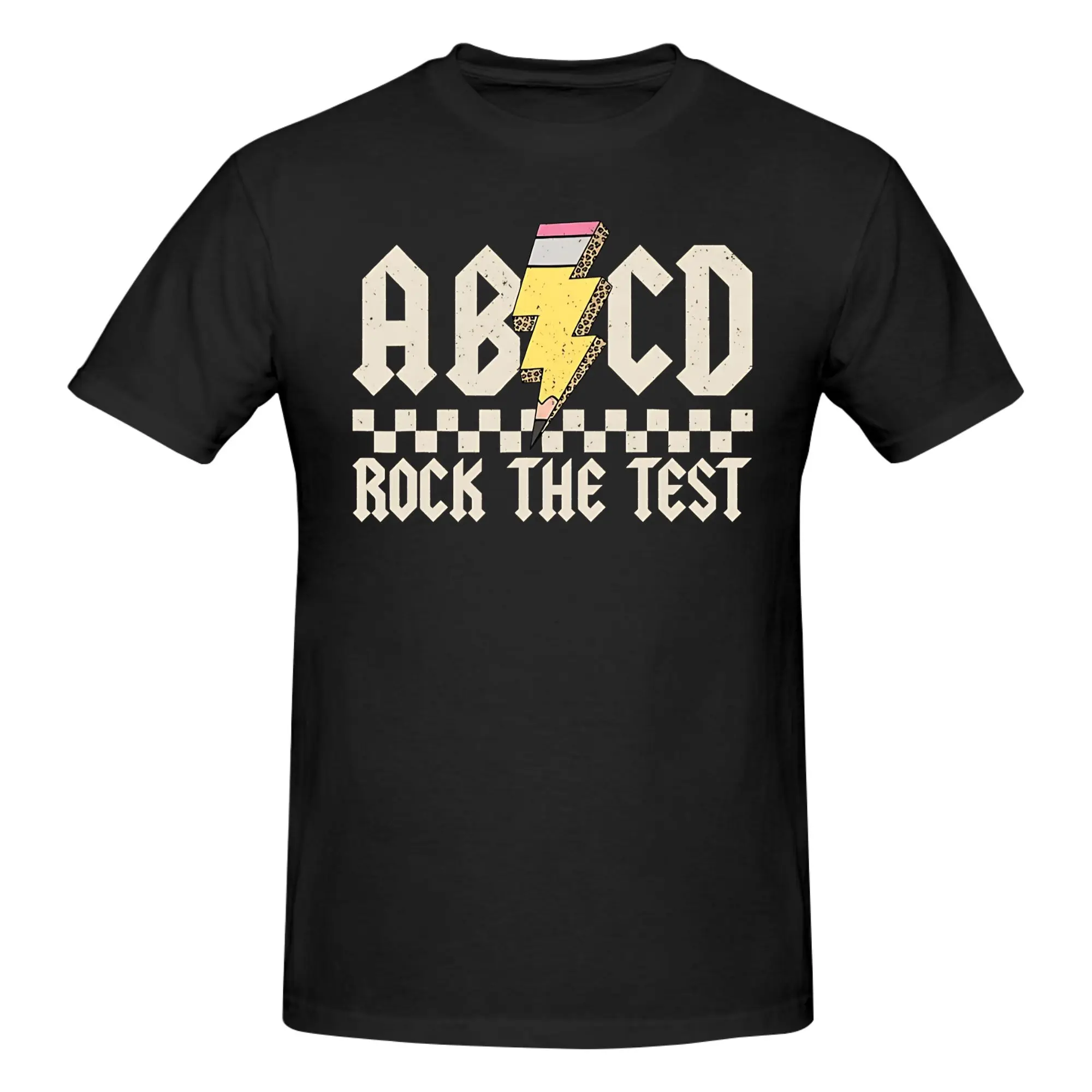 1 Piece Rock The Test Graphic 100% Cotton T-Shirt Test Day Tees Tops For Men