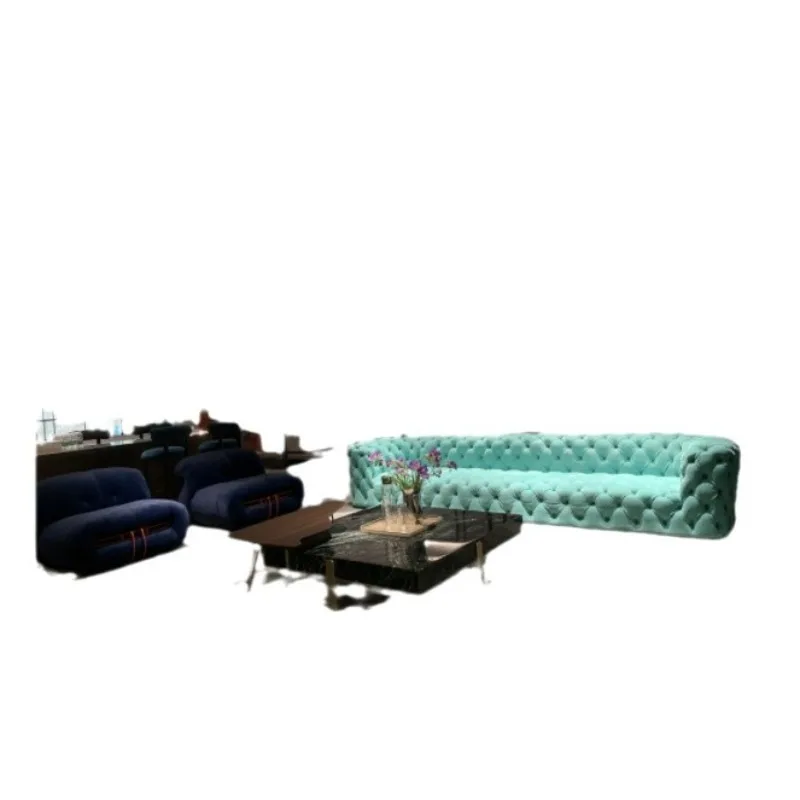 Minimalist high-end first-floor cowhide villa full leather moon surface pull-up sofa