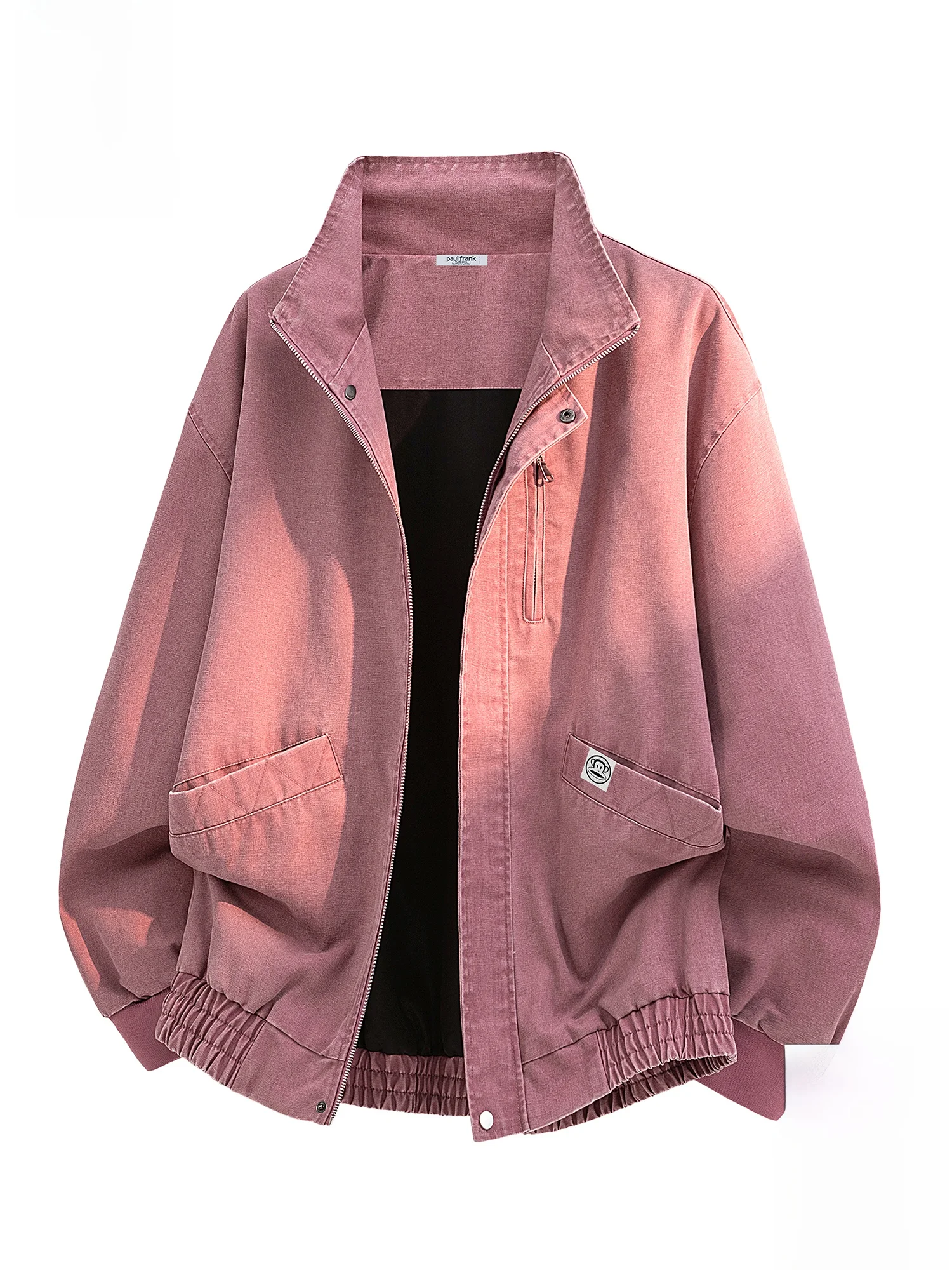 

Мужская куртка Paul Frank в стиле ретро с воротником-стойкой, свободного кроя, для пар, верхняя одежда, весна 2026, повседневная, с принтом обезьяны, рабочая куртка