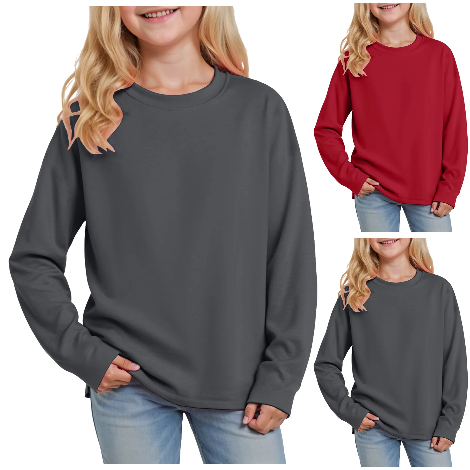 

Toddler Girl Shirt Girls Long Sleeved Tops Comfortable Soft Breathable Fashionable Solid Color Girls Party Wear Top for Girls
