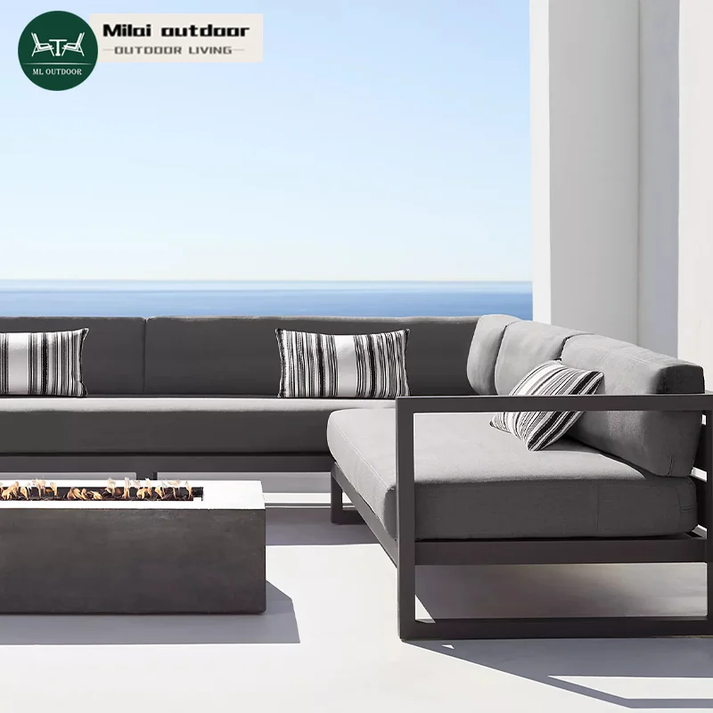 

Modern Outdoor Terrace Lounge Segmented Metal Sofa Rust-Proof Aluminum Patio Furniture Set For Hotels Parks Factory Direct