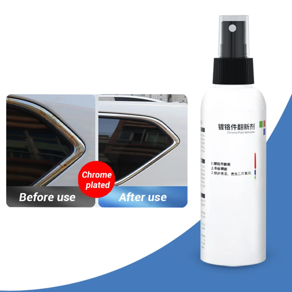 120ml Chrome Plate Refreshing Agent Car Logo Rust Removal Spray Cleaner For Chrome Refurbishment Car Care Cleaning Tool