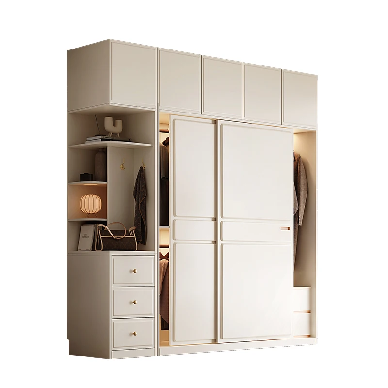 

xx-White Wooden Luxury Wardrobe Sliding Doors Hanging Drawer Storage Wardrobe Bedroom Modern Armoire Chambre House Furniture^