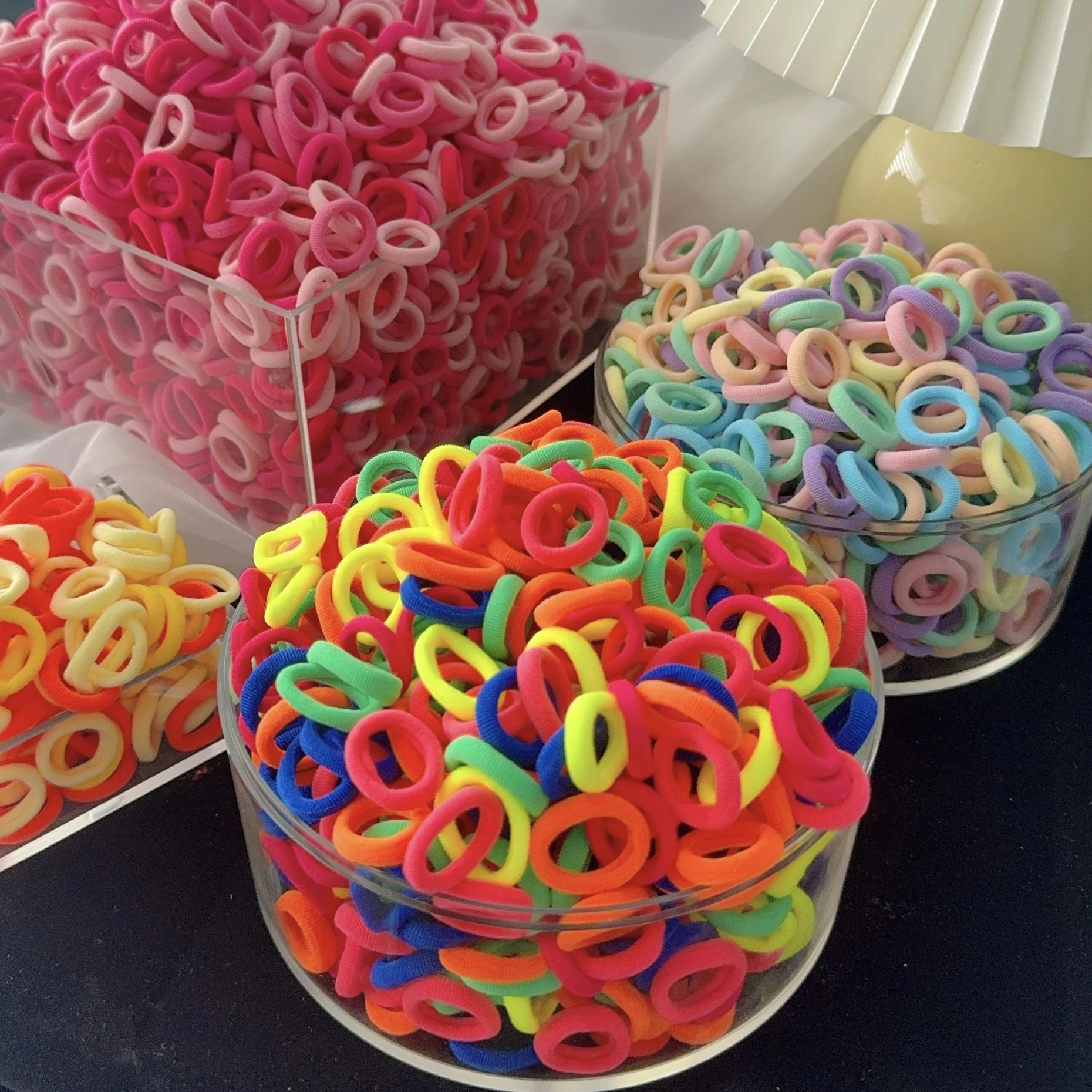 50 Stücke Frauen Mädchen Bunte Nylon Elastische Haarbänder Pferdeschwanz Halten Kleine Haargummi Gummibänder Scrunchie Kinder Haarschmuck – Detail 15