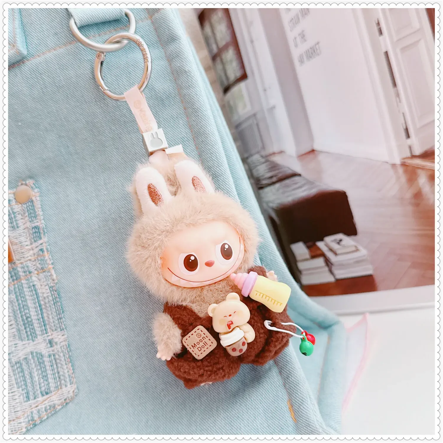 10 سنتيمتر Labubu 4.0 ملابس دمى 4th-Gen Labubu جرس وزجاجة الحليب الحمالة السراويل ل Labubu الصغيرة #3