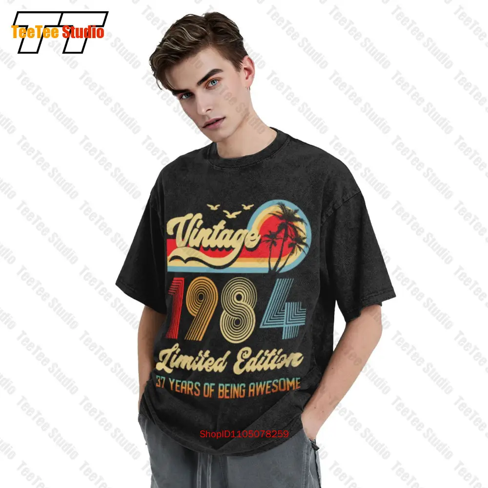 خمر 37 سنة 1984 خمر المتضخم تي شيرت Q79L #3