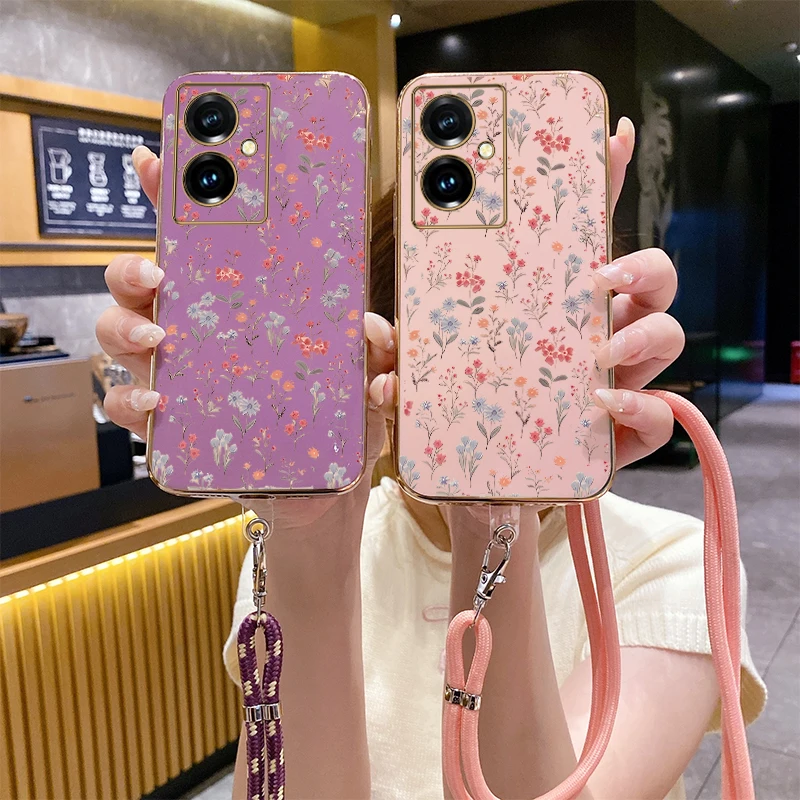 Y 78Plus Small Garden Luxury Plating Phone Case For VIVO Y85 Y200 Y91 Y35 X100S Y76S Y100 Y19 Y77 Y28 Y35Plus Y93 X100 Y78 Cover