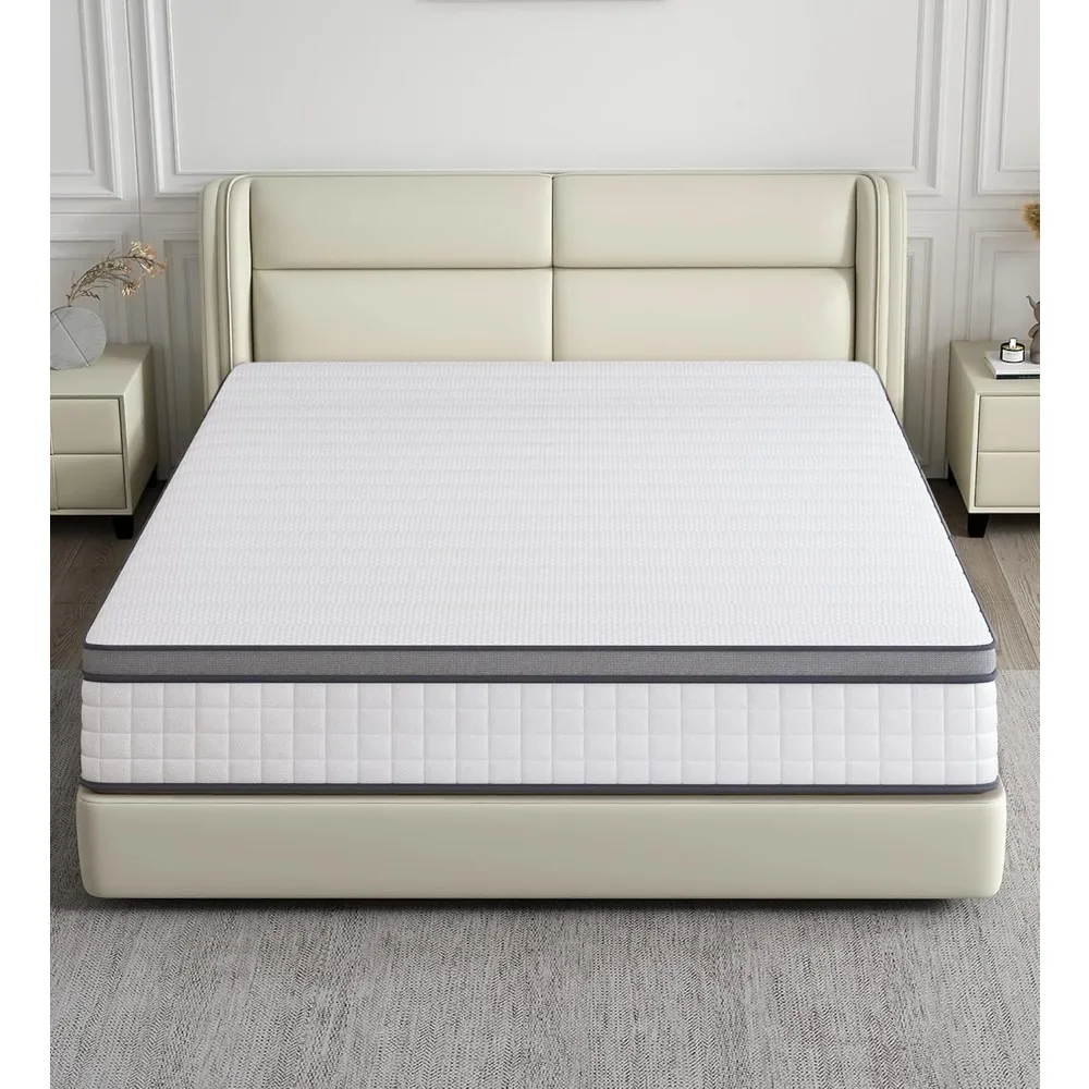 12 inch large box mattress, memory foam mixed with white mattress, providing support and improving sleep mattress