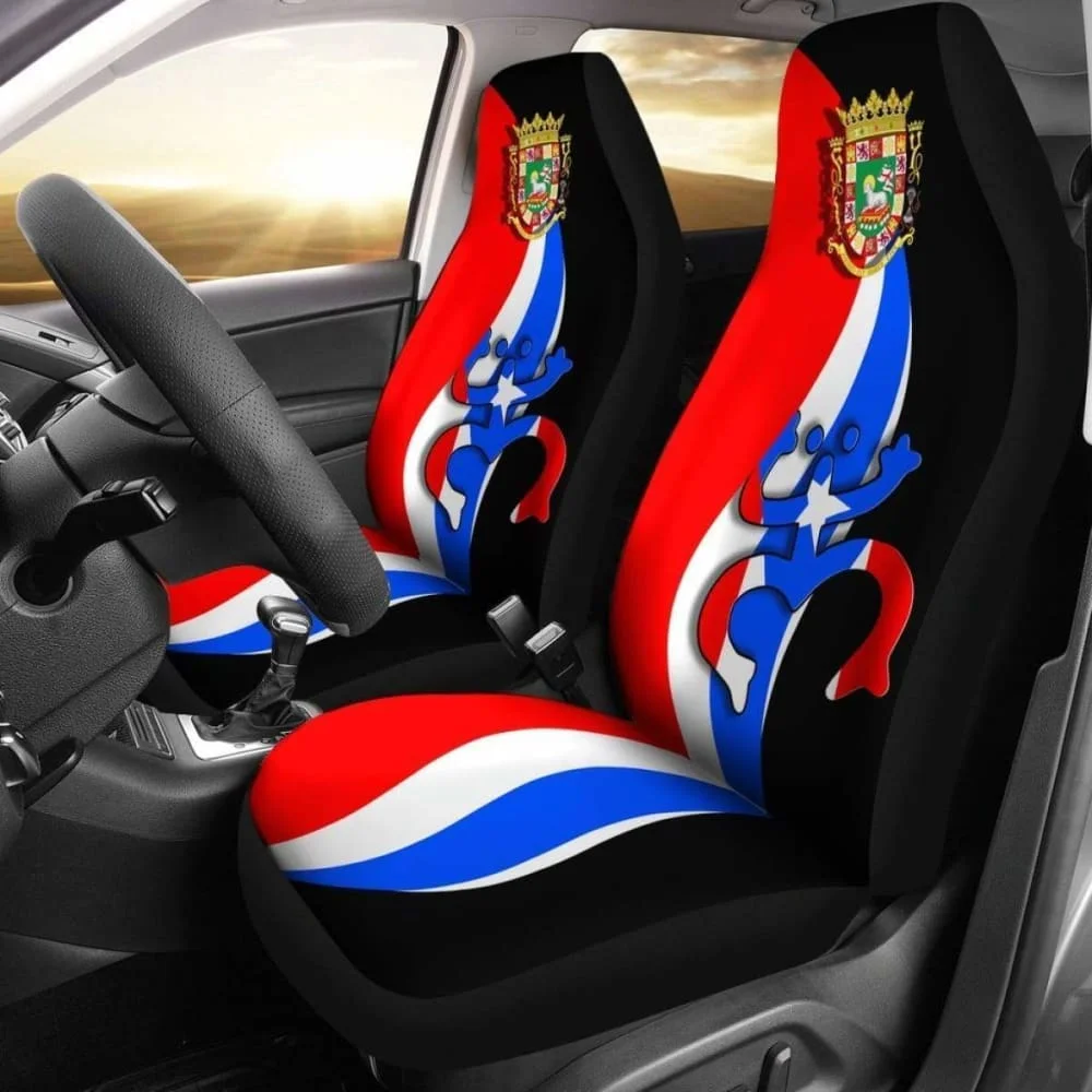 Puerto Rico Car Seat Covers Flag Coqui Frog 11 Pack of 2 Universal Front Seat Protective Cover