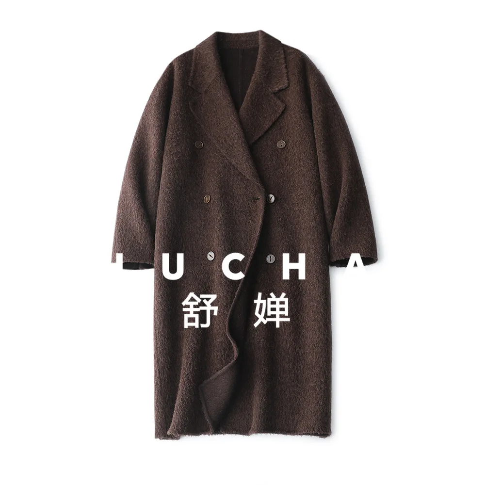 

Роскошное пальто из шерсти альпаки Suli, новые зимние двусторонние длинные куртки для женщин Abrigos Mujer Invierno 2025