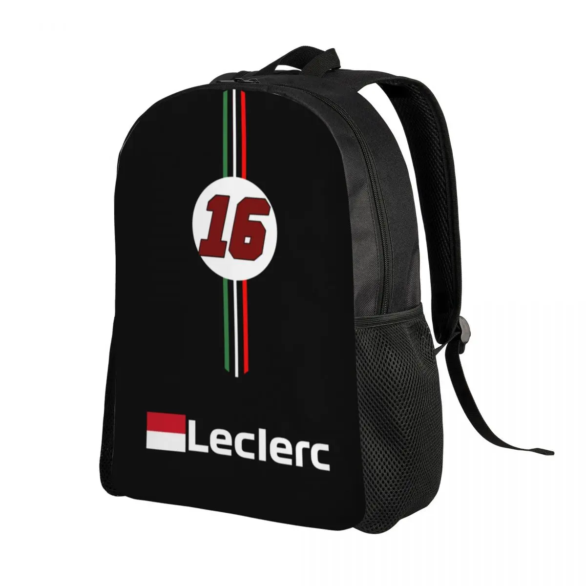 Custom LEC16 Racing Driver Star Backpack for Men Women College School Student Bookbag Fits 15 Inch Laptop Motorsports Bags