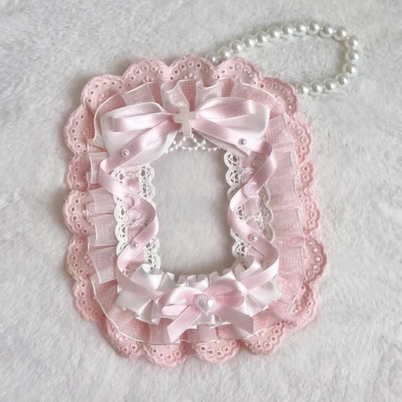 Sweet DIY Plush Card Holder with Ribbon Anime Lace Photocard Case Lolita Idol Display Photo Protector Case Card image 2