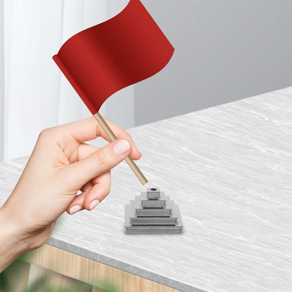 

20 Pcs Flagpole Base Square Shaped Golden Desk Socket Stable Reliable Functional Stylish Mini Plastic Holder
