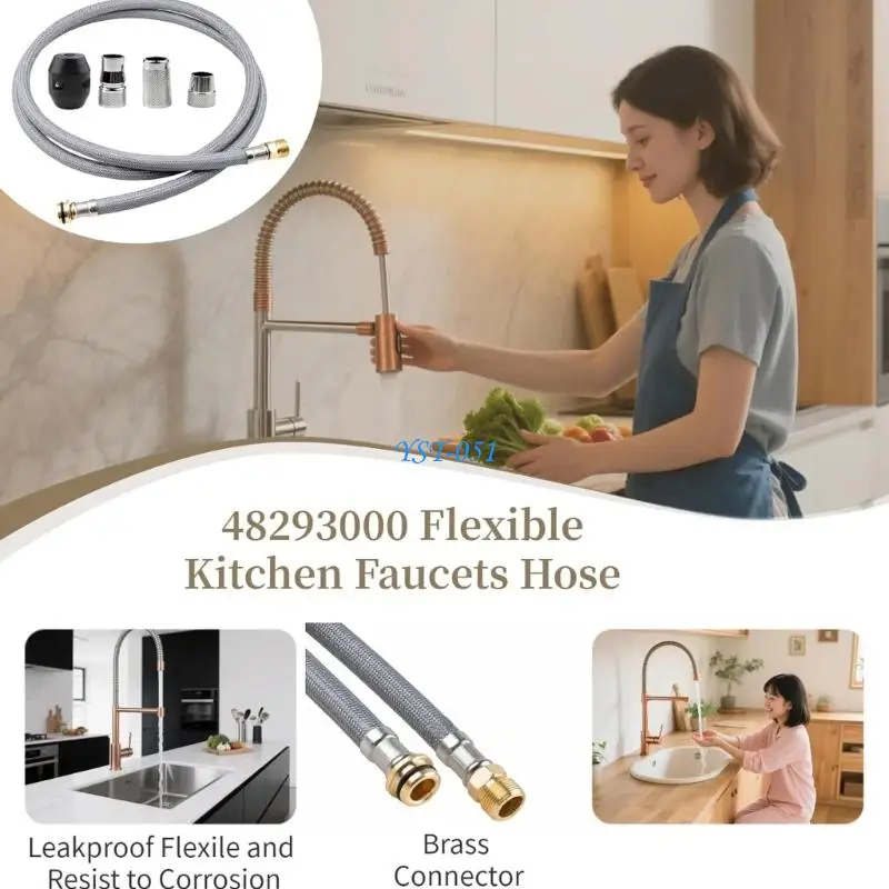 E15A Universal Kitchen Faucet Hose Replacement 48293000 Flexible Pull Out Faucet Hose Pull Down Sprayer Faucet Hose