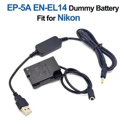 En El14 Dummy Battery Ep-5a Coupler Usb Power Cable For Nikon D5200 D5300 P7800 P7100 D5500 D5600 D3300 D3400 D5100 D3200 D3100