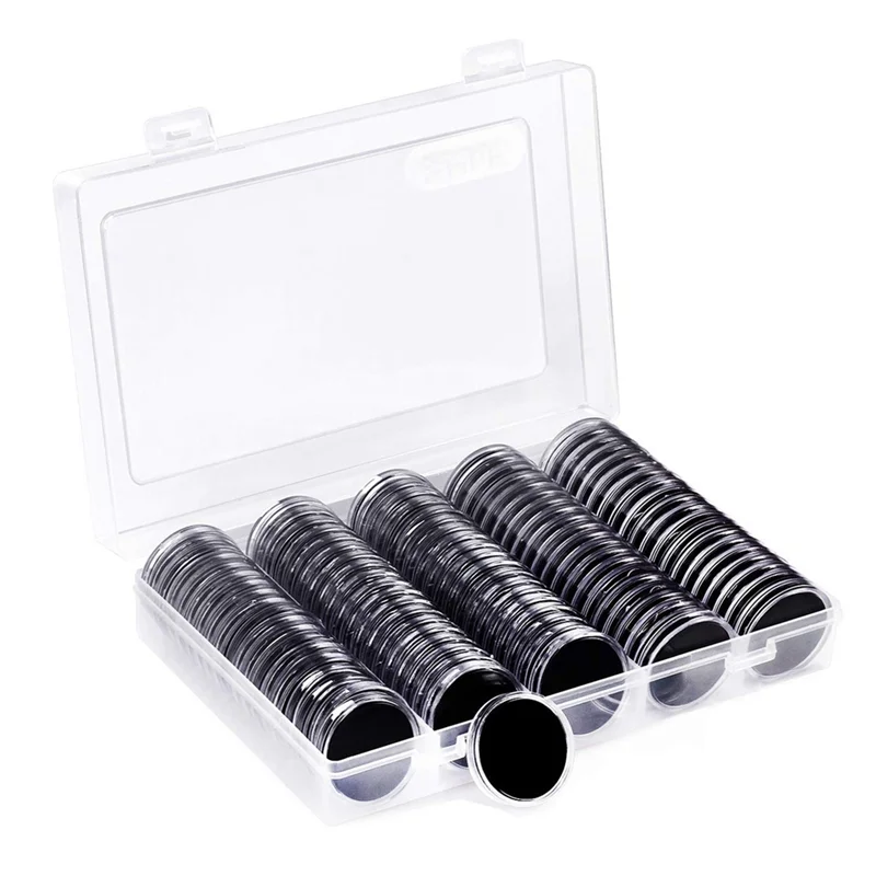 

100 Pieces 30Mm Coin Capsules And 5 Sizes (17/20/25/27/30Mm) Protect Gasket Coin Holder Case With Storage Organizer Box Durable