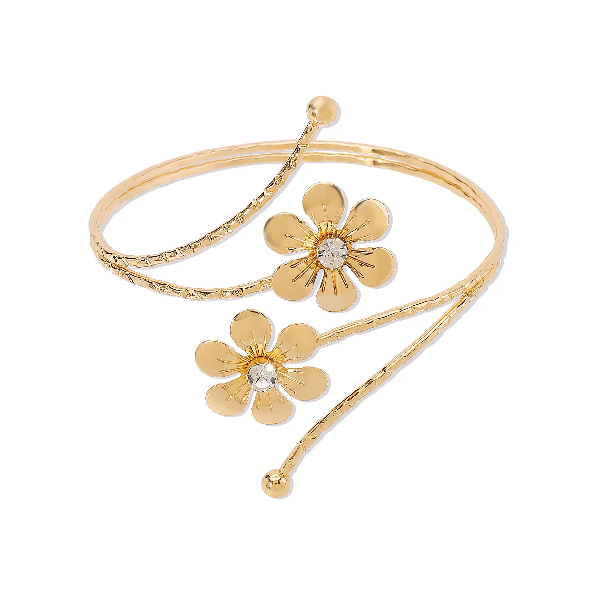 Upper Arm Cuff Bracelet Metal Flower Armband Summer Arm Bangle Armlet for Women Holiday Hawaiian Jewelry - view 2