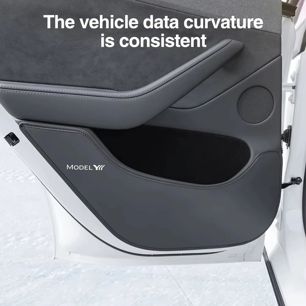 Für Tesla Model Y Juniper Model YL Model 3 Auto-Tür-Anti-Kick-Pad Leder-Seitentürpaneel-Schutz Anti-Kratz-Autodekoration – Detail 3