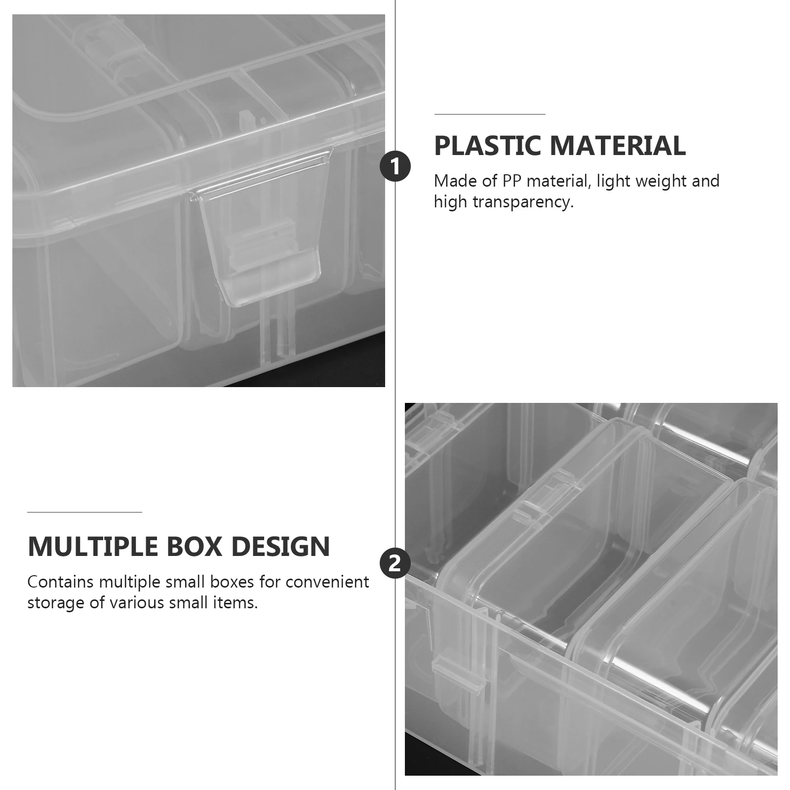 

1Set Small Plastic Storage Boxes Clear Bead Organizer Case for Travel Home Office Jewelry Collectibles Container