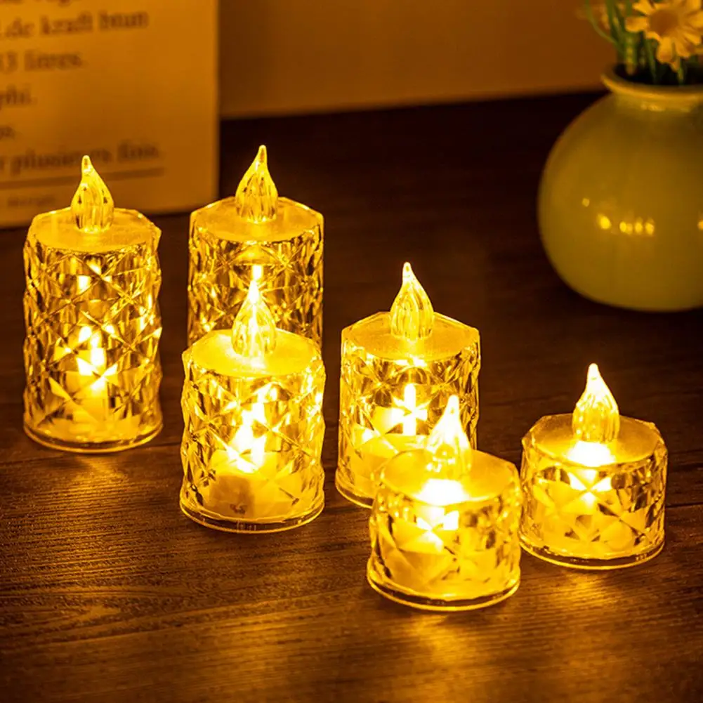 4Pcs/set Flameless Crystal Candle LED Battery-Operated Tealight Candles Twinkling Light Fake Candles Christmas Decor For Home