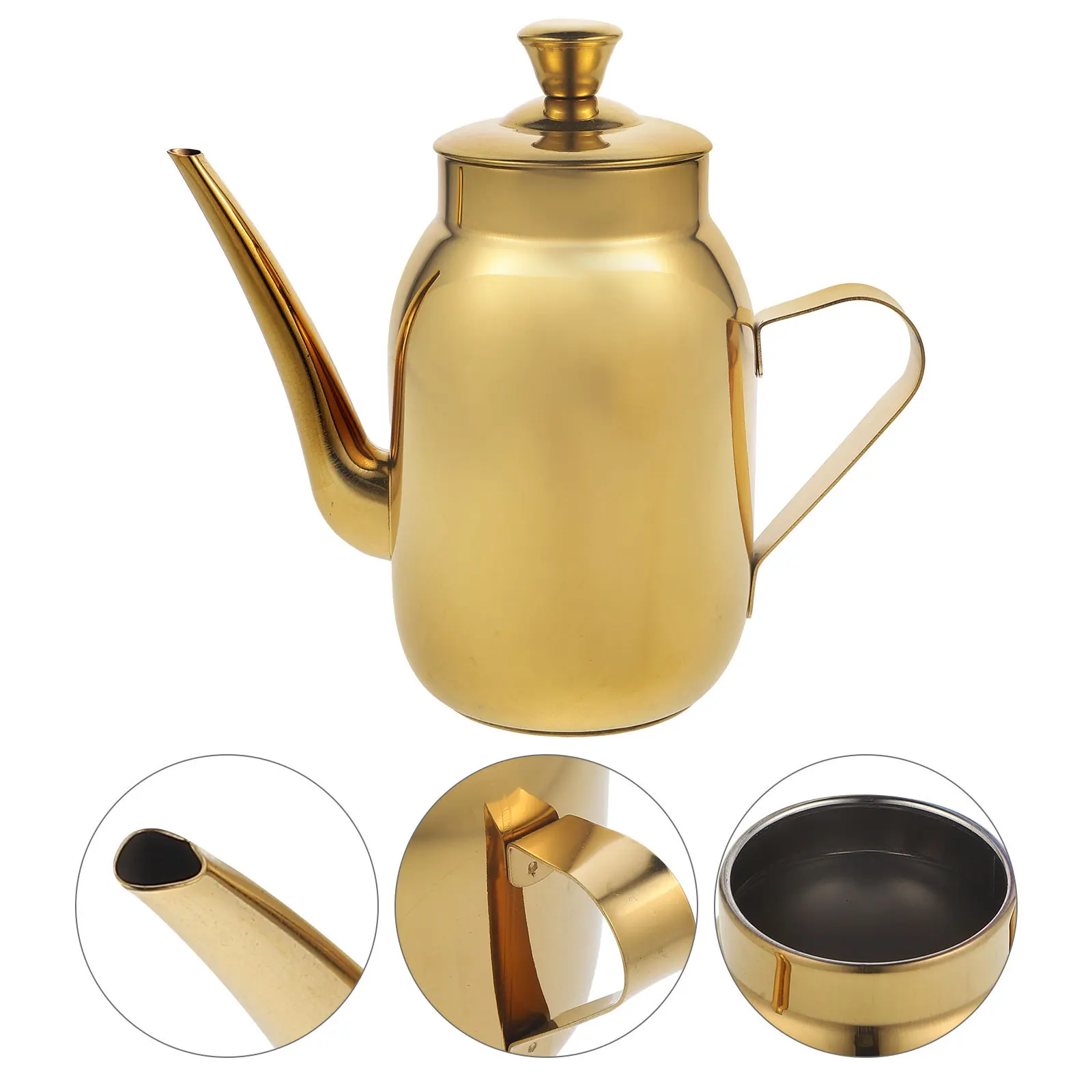 

Stainless Steel Grease For Storage Pot Ergonomic Handle Pouring Mouth Sauce Vinegar Bottle Supplies Jug For Home Restaurant Use