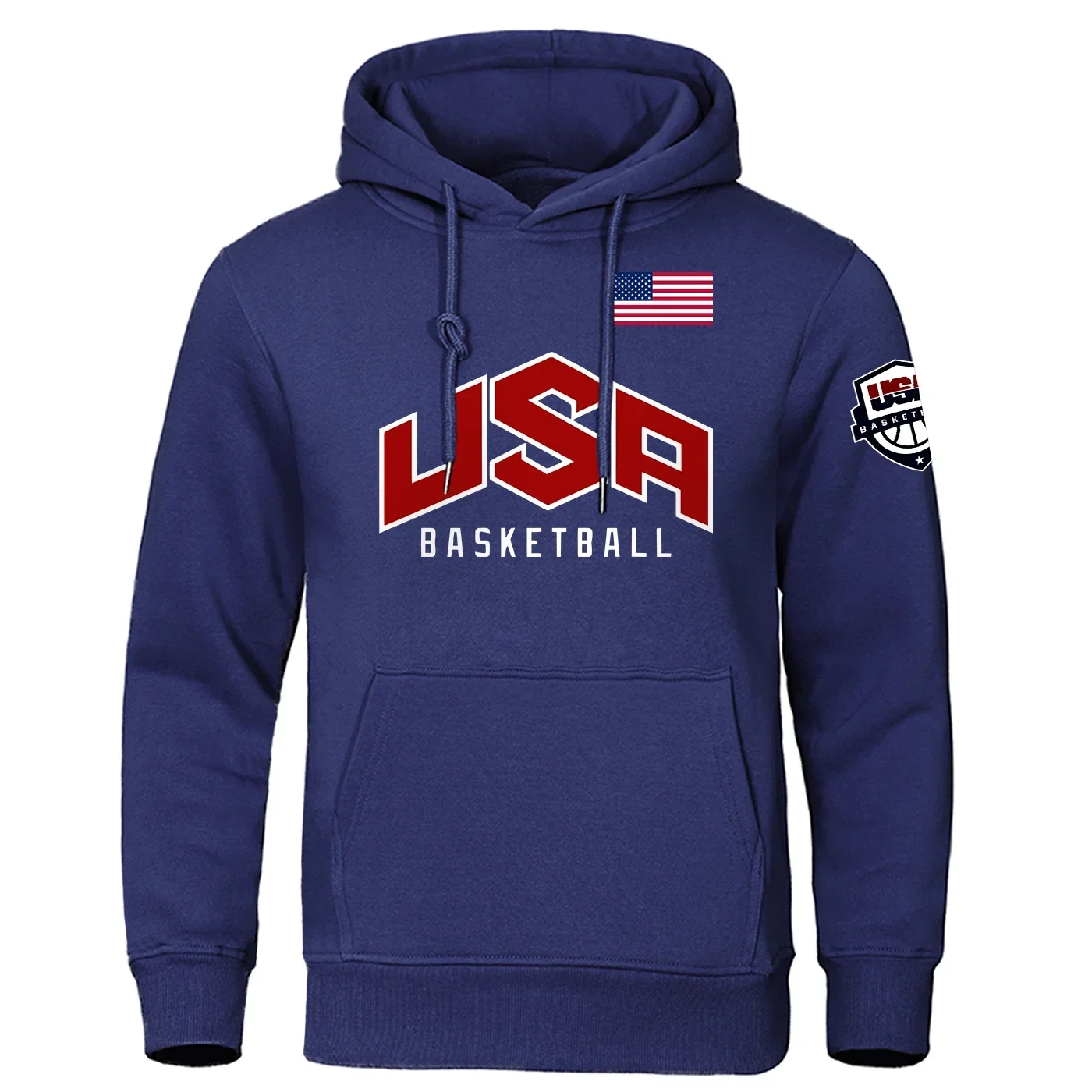 USA Basketballer Printed Sports Hoodie Men Warm Full Sleeve Fleece Comfortable Clothes Autumn Fashion Street Sweatshirts Man