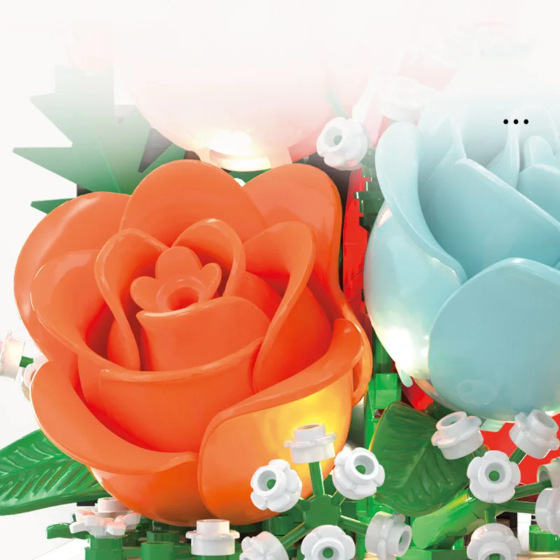 아이디어 뮤직 플라워 무브먼트 미니 블록 악기 전자 기타 조립 블록 조명 장난감 소녀 선물용