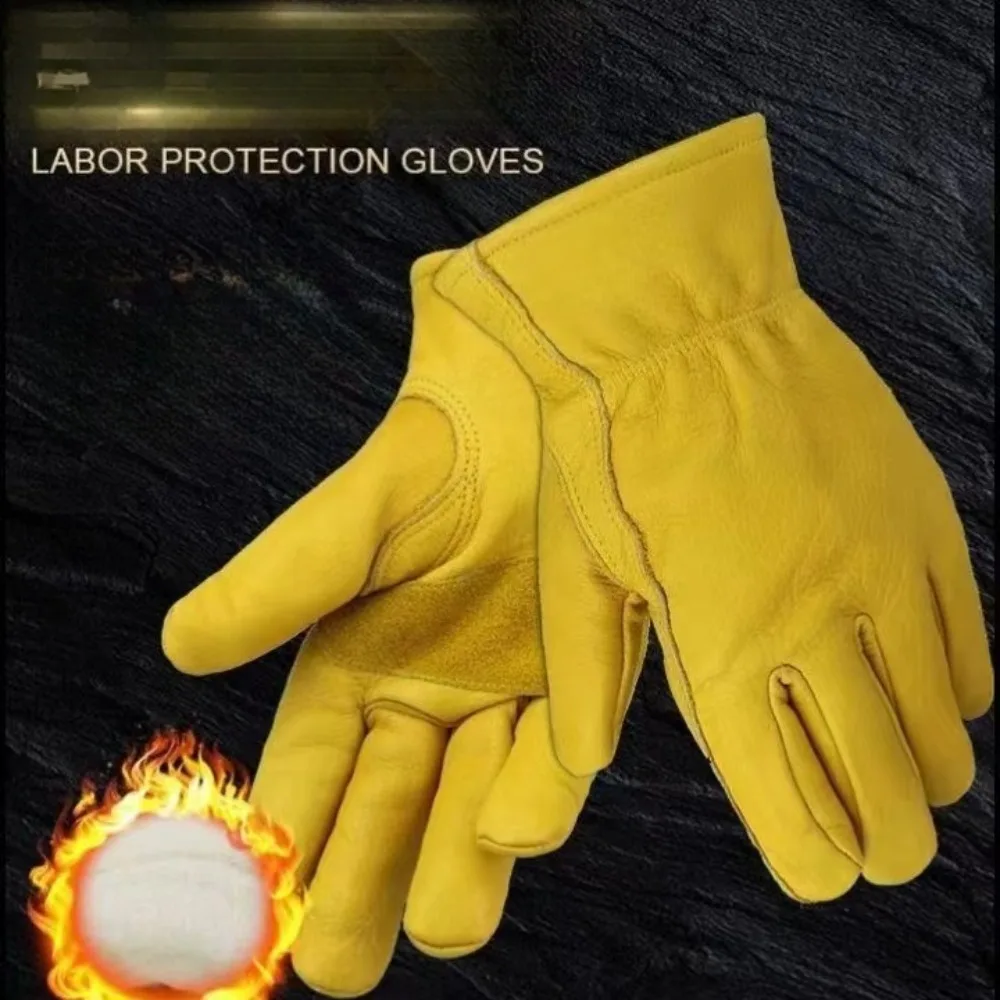 

Winter Work Gloves Cowhide Leather Thermal Motorcycle Garden Work Glove Cold Weather Cotton Lining Freezer Working Glove