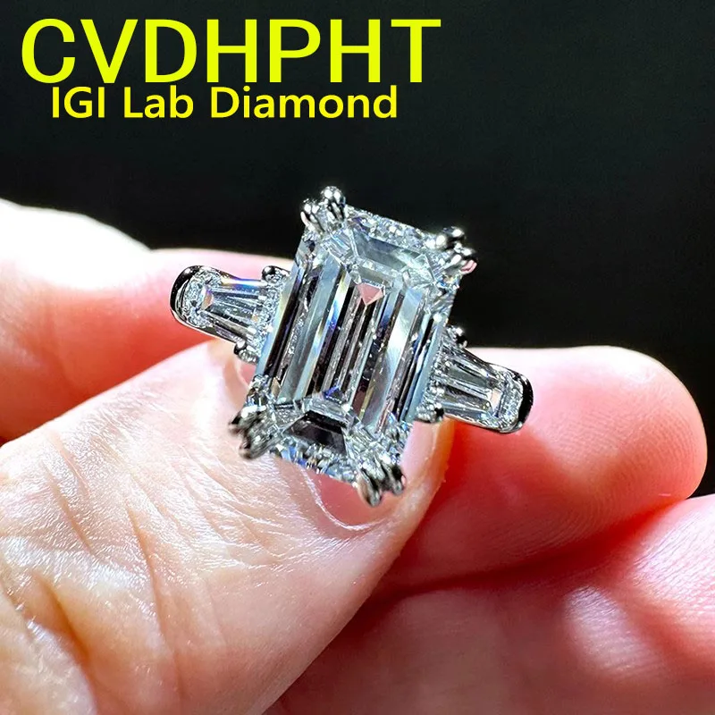 

Factory Customization 18K White gold Lab grown dimaond ring IGI Emerald cut D VS1 Wedding ring engagement ring Factory Sell